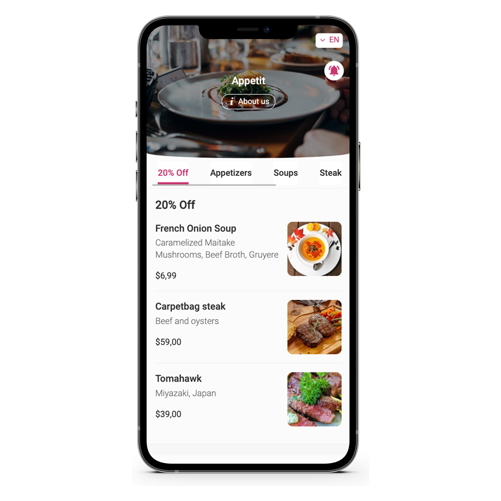 WordPress restaurant menu app